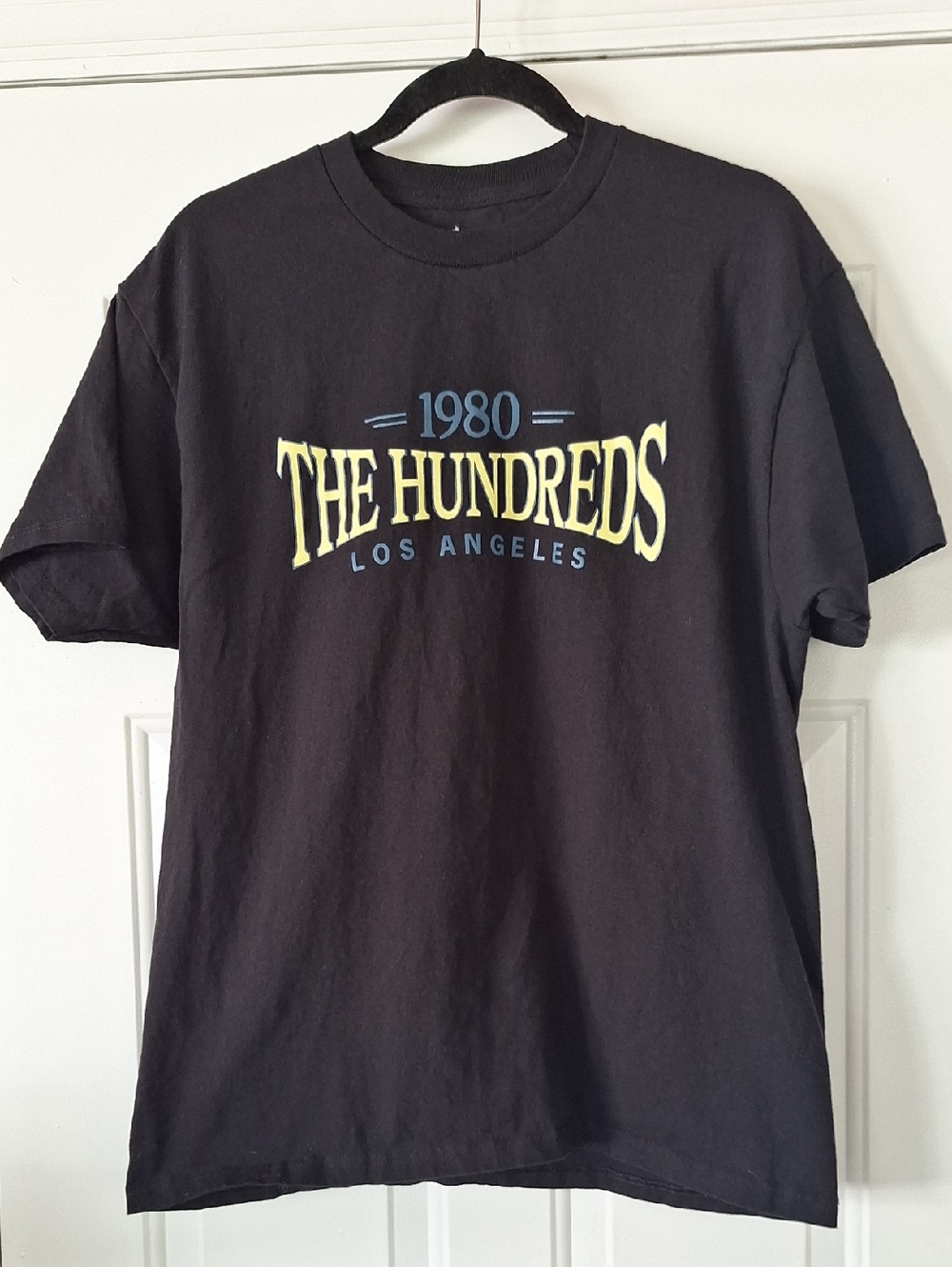 The Hundreds Black Tee with Yellow and Light Blue Logo